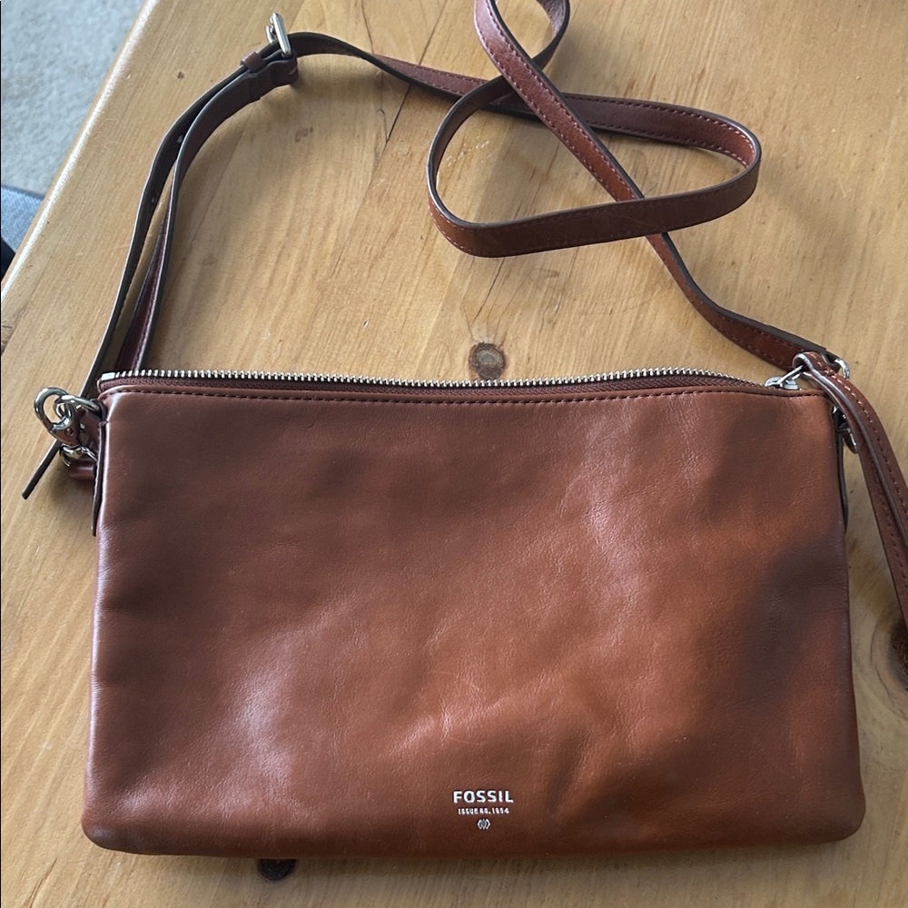 Fossil Cognac Brown Leather Crossbody Bag